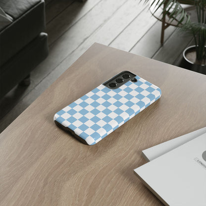 Blue Checkered Phone Case, Tough Phone Cover, Stylish Mobile Protector, Unique Gift for Him/Her, Trendy Accessories for Holidays