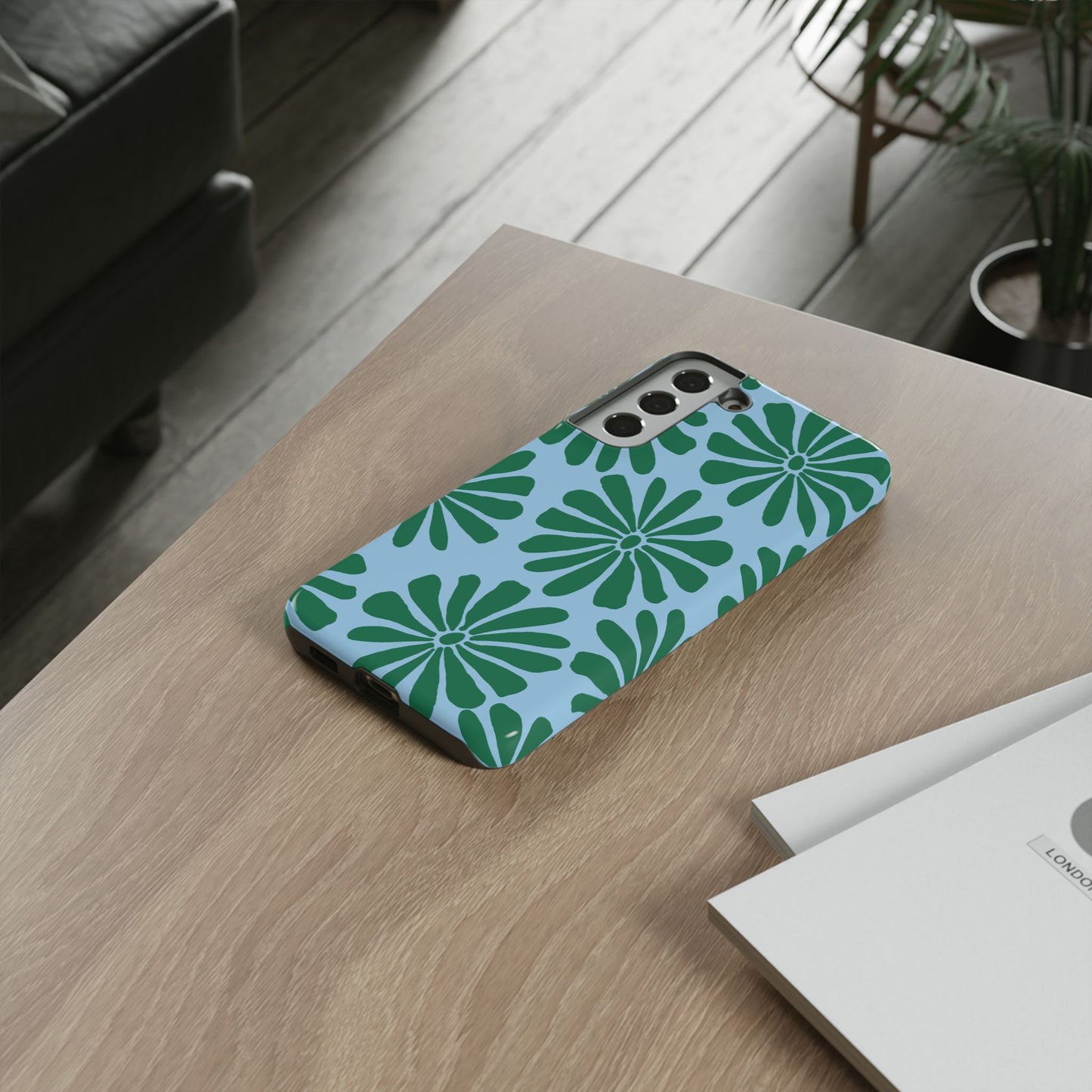 Stylish iPhone Case, Floral Phone Cover, Tough Phone Cases, Green Daisy Design, Unique Gift for Her, Spring Accessories