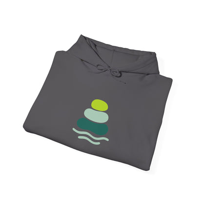 Serene Stacked Stones Hoodie, Unisex Sweatshirt for Mindfulness, Cozy Layer for Relaxation, Gift for Yoga Lovers, Perfect for Meditation
