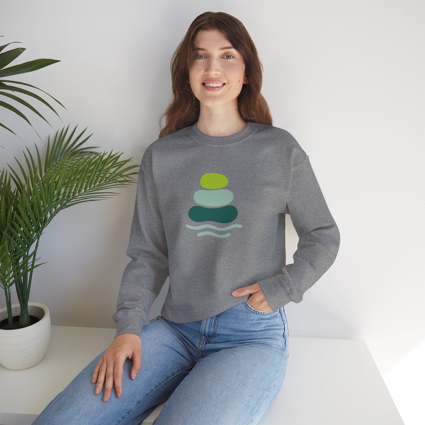 Serene Stones Unisex Crewneck Sweatshirt, Cozy Sweatshirt, Relaxation Apparel, Casual Wear, Mindfulness Gift