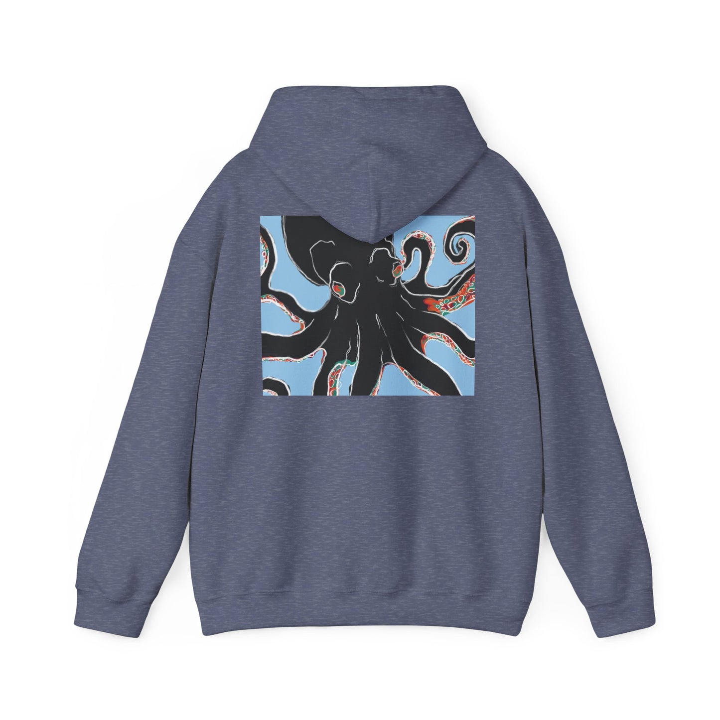 Zen Frog Octopus Unisex Heavy Blend Hooded Sweatshirt, Cozy Graphic Hoodie, Gift for Ocean Lovers, Unique Casual Wear, Relaxed Style
