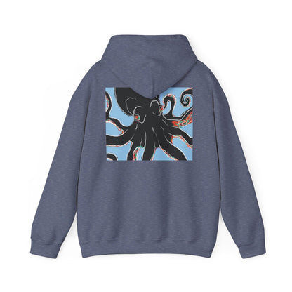 Zen Frog Octopus Unisex Heavy Blend Hooded Sweatshirt, Cozy Graphic Hoodie, Gift for Ocean Lovers, Unique Casual Wear, Relaxed Style