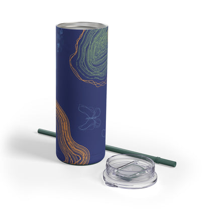 Boho Abstract Art Tumbler, 20oz Skinny Travel Mug, Stylish Drinkware for Camping, Gifts for Her, Home Decor