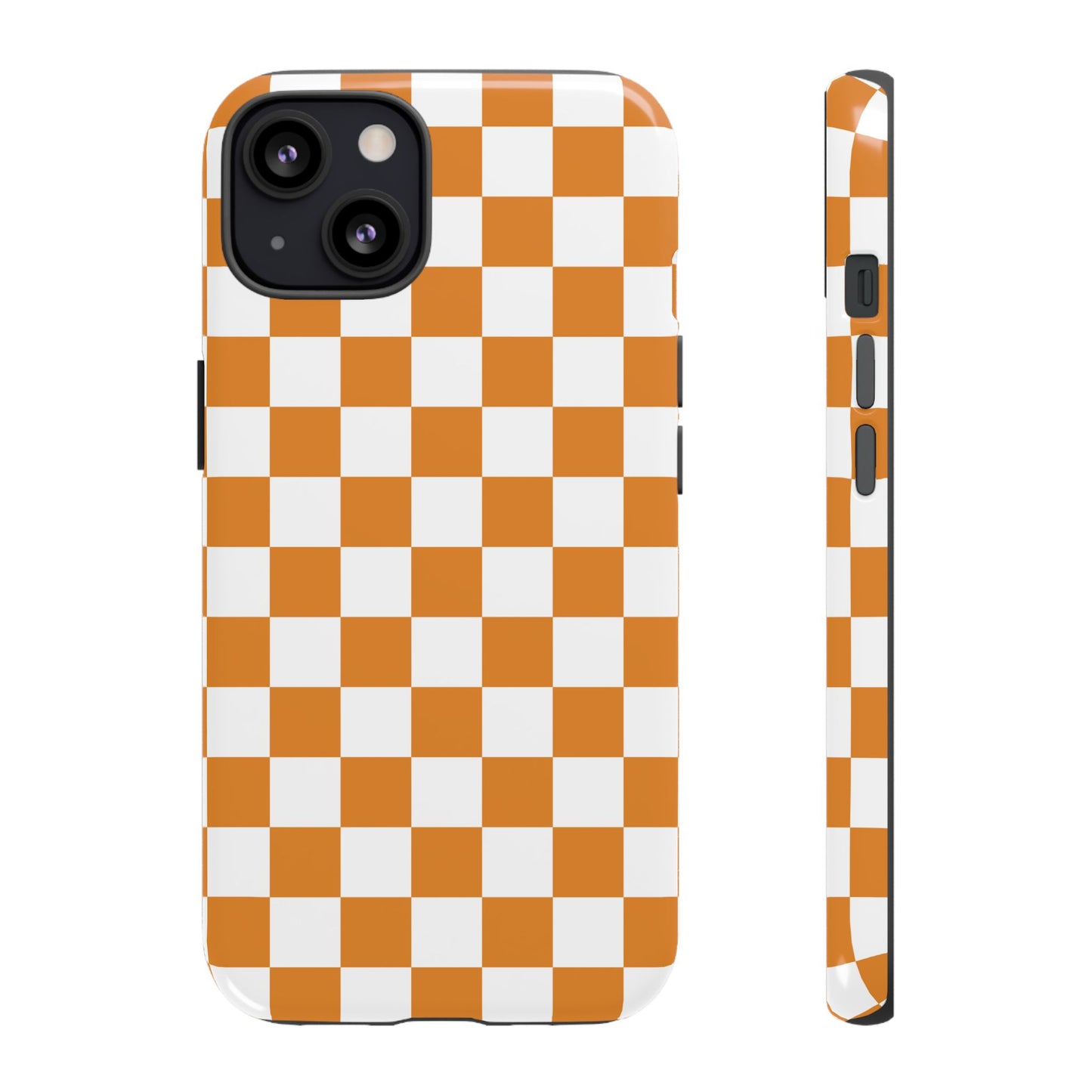 Orange Checkerboard Phone Case, Stylish Tough Cases for Protection, Gift for Friends, Trendy Cell Phone Accessories, Statement Tech Gear
