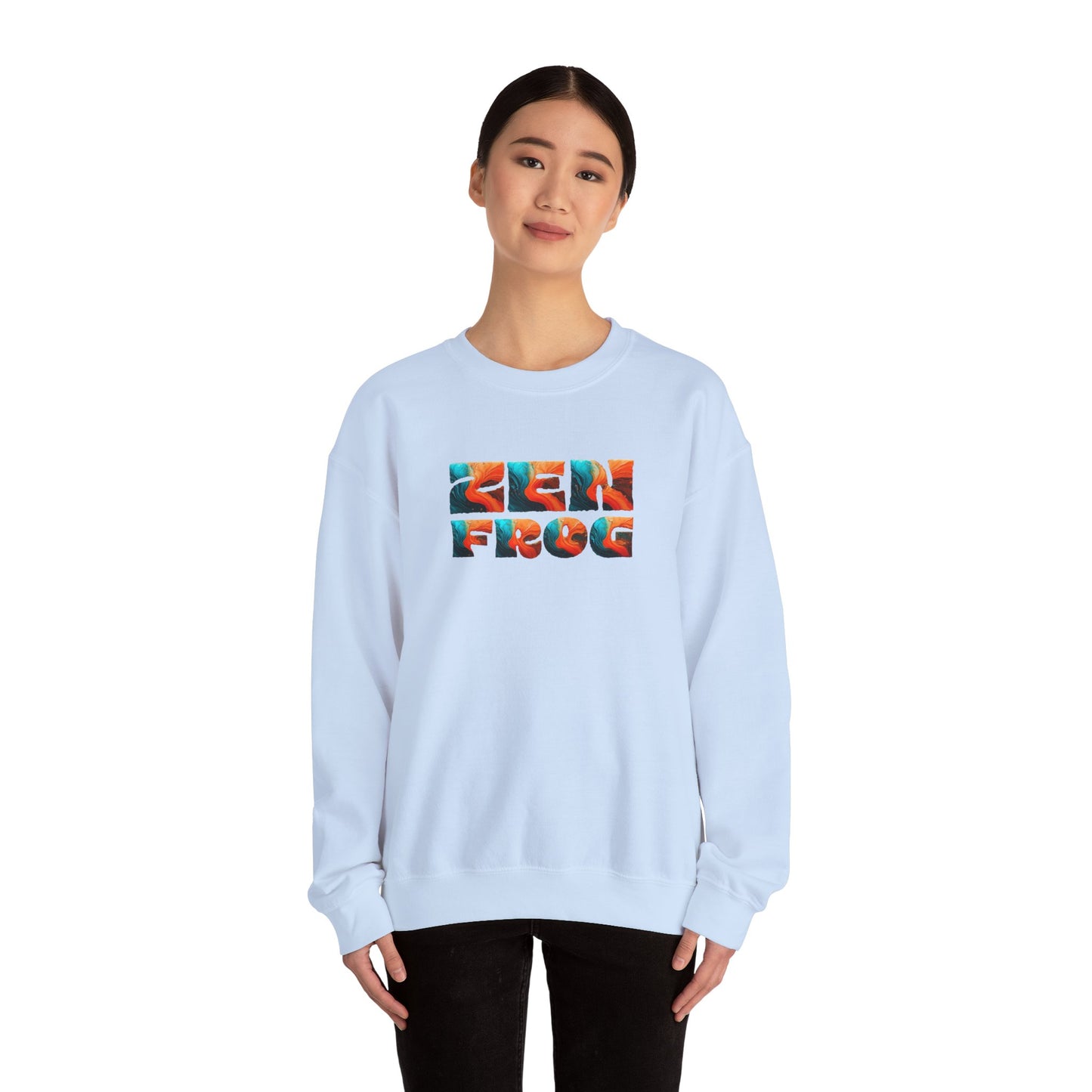 Zen Frog Crewneck Sweatshirt, Cozy Unisex Sweatshirt, Relaxed Fit Fashion, Perfect Gift for Friends, Everyday Style, Casual Wear, Simple Moon Design, Gift for Him, Gift for Her