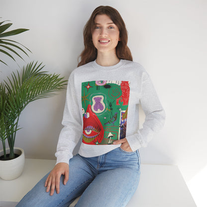 Vibrant Artwork Crewneck Sweatshirt - Cozy Unisex Gift, Trendy Streetwear, Spring Fashion, Unique Graphic Tee, Art-Inspired Apparel