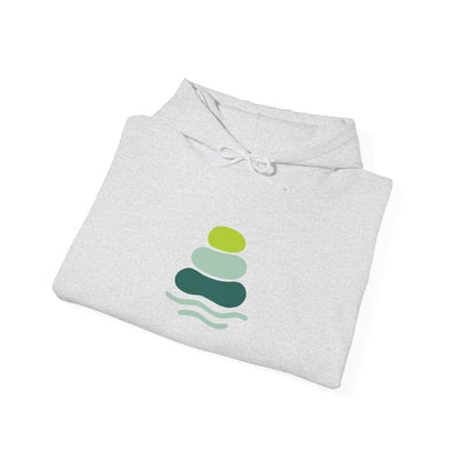 Serene Stacked Stones Hoodie, Unisex Sweatshirt for Mindfulness, Cozy Layer for Relaxation, Gift for Yoga Lovers, Perfect for Meditation