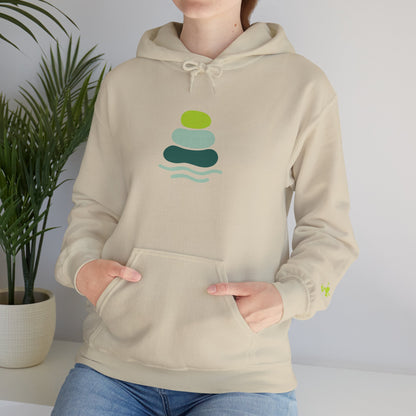 Serene Stacked Stones Hoodie, Unisex Sweatshirt for Mindfulness, Cozy Layer for Relaxation, Gift for Yoga Lovers, Perfect for Meditation