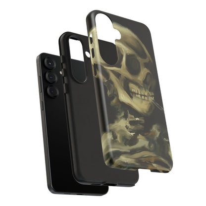 Skull Phone Case - Tough Cases, Macabre Style, Unique Accessories, Perfect for Halloween, Gothic Decor, Edgy Gift Idea | Van Gogh Reimagined, Abstract Twist on  Van Gogh's Skeleton with Burning Cigarette