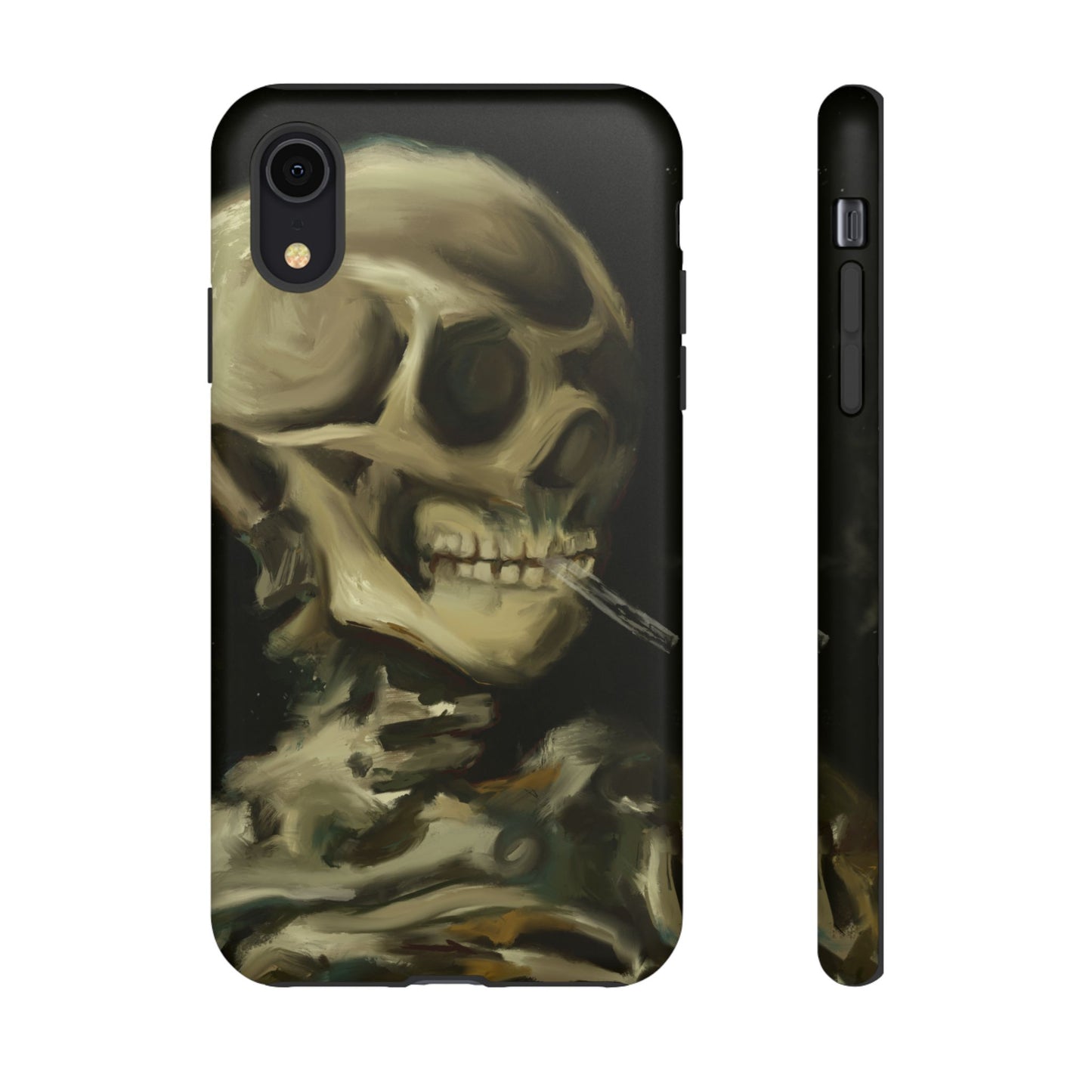 Skull Phone Case - Tough Cases, Macabre Style, Unique Accessories, Perfect for Halloween, Gothic Decor, Edgy Gift Idea | Van Gogh Reimagined, Abstract Twist on  Van Gogh's Skeleton with Burning Cigarette