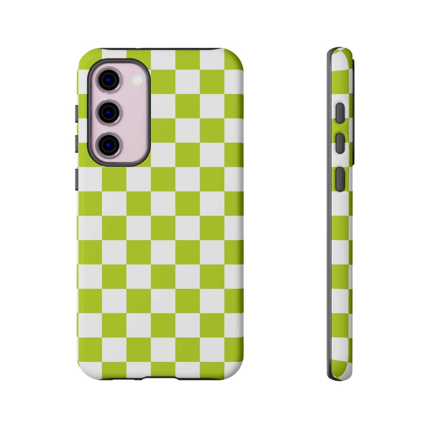 Lively Checker Pattern Phone Case | Tough Cases, Green Checkered Design, Unique Cell Phone Cover, Trendy Accessory, Gift Idea