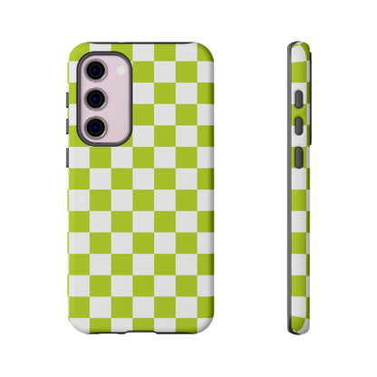 Lively Checker Pattern Phone Case | Tough Cases, Green Checkered Design, Unique Cell Phone Cover, Trendy Accessory, Gift Idea