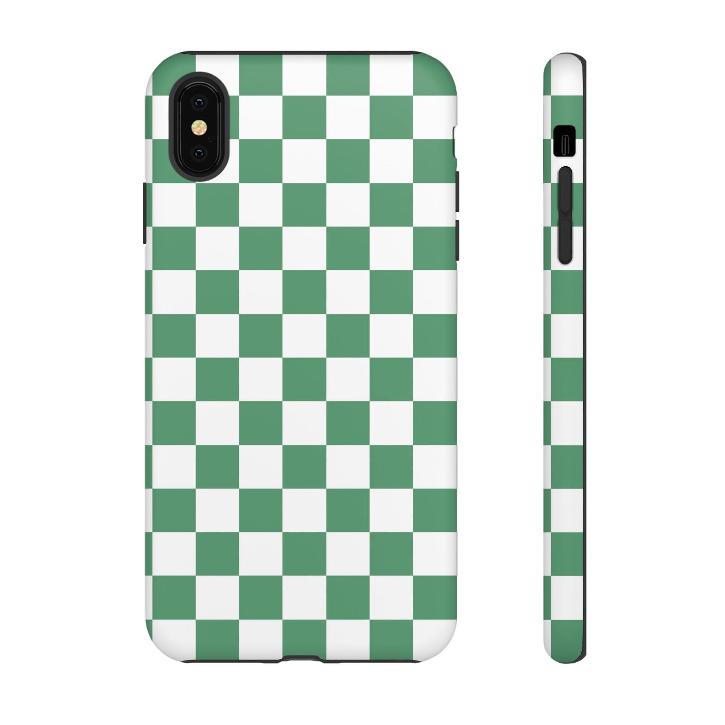 Stylish Phone Case - Green Checker Print, Trendy Phone Cover, Unique Gift, Modern Accessories, Eco-Friendly Case