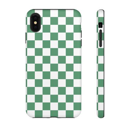 Stylish Phone Case - Green Checker Print, Trendy Phone Cover, Unique Gift, Modern Accessories, Eco-Friendly Case