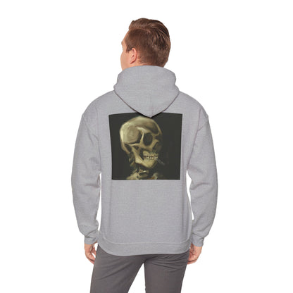 Unisex Heavy Blend™ Hooded Sweatshirt | Modern Twist on Van Gogh's classic Skeleton with Burning Cigarette, Reimagined in a bold, abstract style | Van Gogh Meets Modern Mood