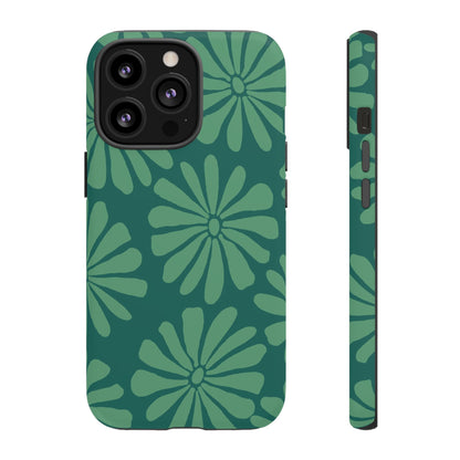 Stylish iPhone Case, Floral Phone Cover, Tough Phone Cases, Green Daisy Design, Unique Gift for Her, Spring Accessories