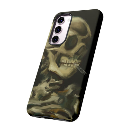 Skull Phone Case - Tough Cases, Macabre Style, Unique Accessories, Perfect for Halloween, Gothic Decor, Edgy Gift Idea | Van Gogh Reimagined, Abstract Twist on  Van Gogh's Skeleton with Burning Cigarette