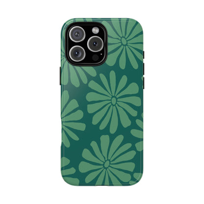 Stylish iPhone Case, Floral Phone Cover, Tough Phone Cases, Green Daisy Design, Unique Gift for Her, Spring Accessories
