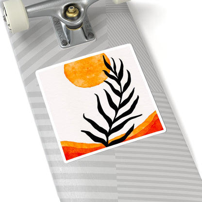 Sunset Leaf Kiss-Cut Stickers for Aesthetic Decor, Laptop Stickers, Journal Accessories, Floral Art, Gifts for Nature Lovers