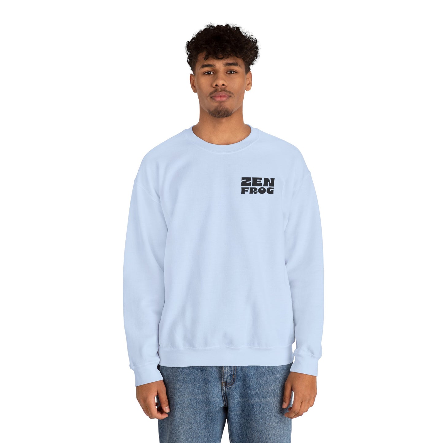 Zen Frog Crewneck Sweatshirt, Unisex Pullover for Relaxation, Cozy Gift for Meditation, Fun Casual Wear, Chill Vibes