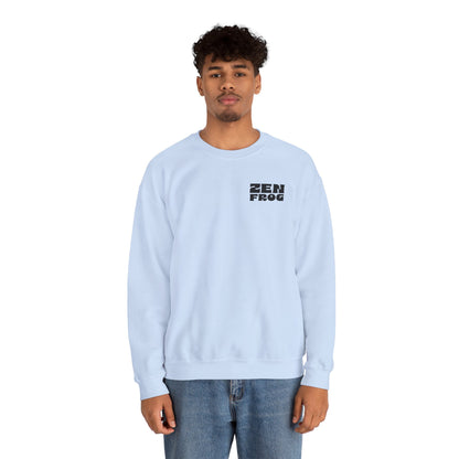 Zen Frog Crewneck Sweatshirt, Unisex Pullover for Relaxation, Cozy Gift for Meditation, Fun Casual Wear, Chill Vibes