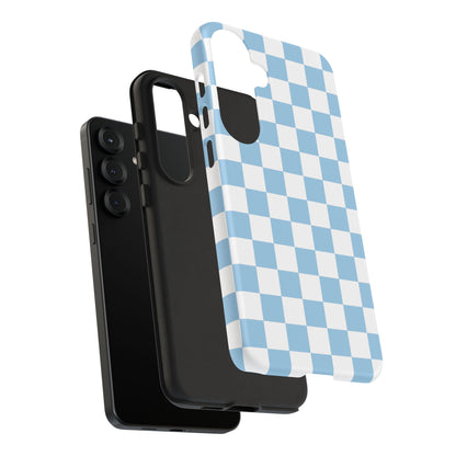 Blue Checkered Phone Case, Tough Phone Cover, Stylish Mobile Protector, Unique Gift for Him/Her, Trendy Accessories for Holidays