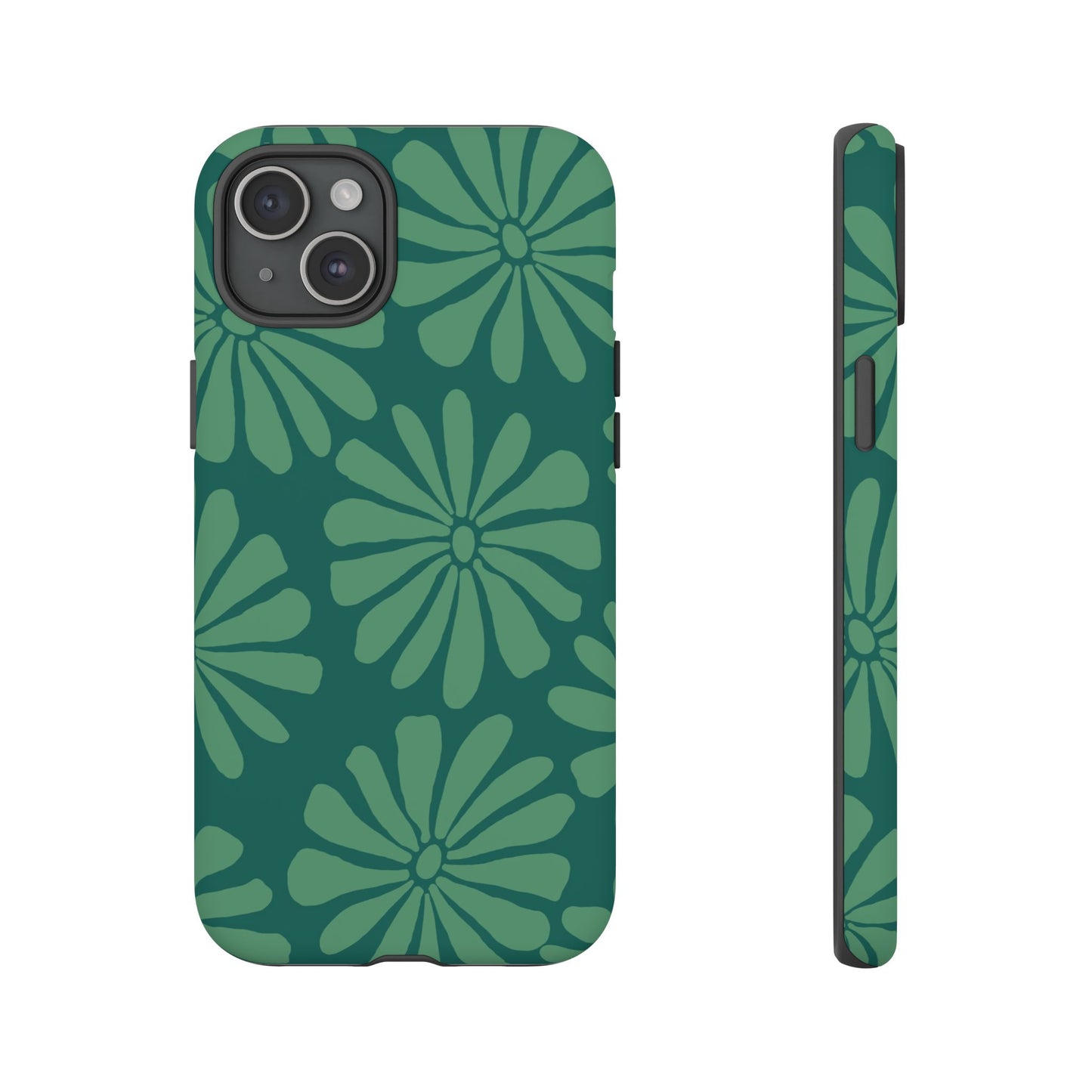Stylish iPhone Case, Floral Phone Cover, Tough Phone Cases, Green Daisy Design, Unique Gift for Her, Spring Accessories