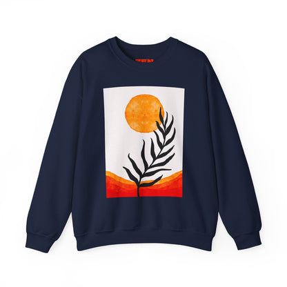Bohemian Sun & Leaf Crewneck Sweatshirt, Cozy Unisex Sweatshirt, Nature-Inspired Apparel, Fall Fashion, Gift for Nature Lovers