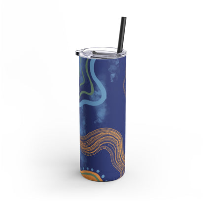Boho Abstract Art Tumbler, 20oz Skinny Travel Mug, Stylish Drinkware for Camping, Gifts for Her, Home Decor