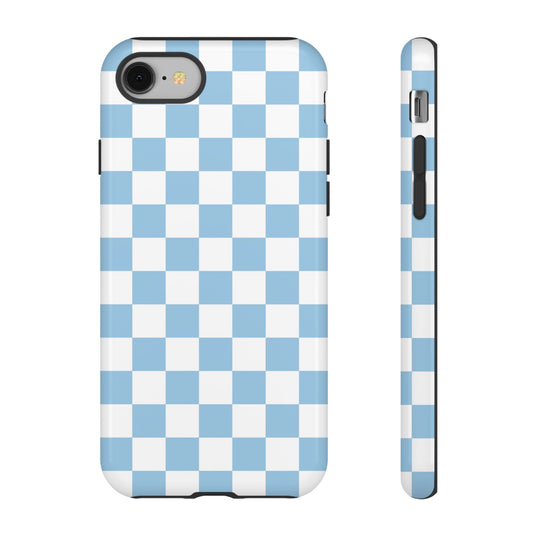 Blue Checkered Phone Case, Tough Phone Cover, Stylish Mobile Protector, Unique Gift for Him/Her, Trendy Accessories for Holidays