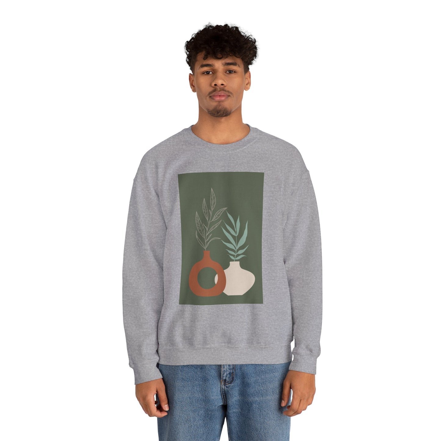 Botanical Minimalist Crewneck Sweatshirt, Cozy Unisex Pullover, Nature-Inspired Gift, Fall Fashion, Comfortable Layering Piece