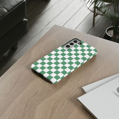 Stylish Phone Case - Green Checker Print, Trendy Phone Cover, Unique Gift, Modern Accessories, Eco-Friendly Case