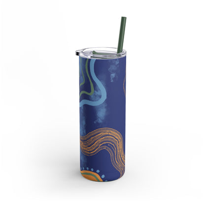 Boho Abstract Art Tumbler, 20oz Skinny Travel Mug, Stylish Drinkware for Camping, Gifts for Her, Home Decor