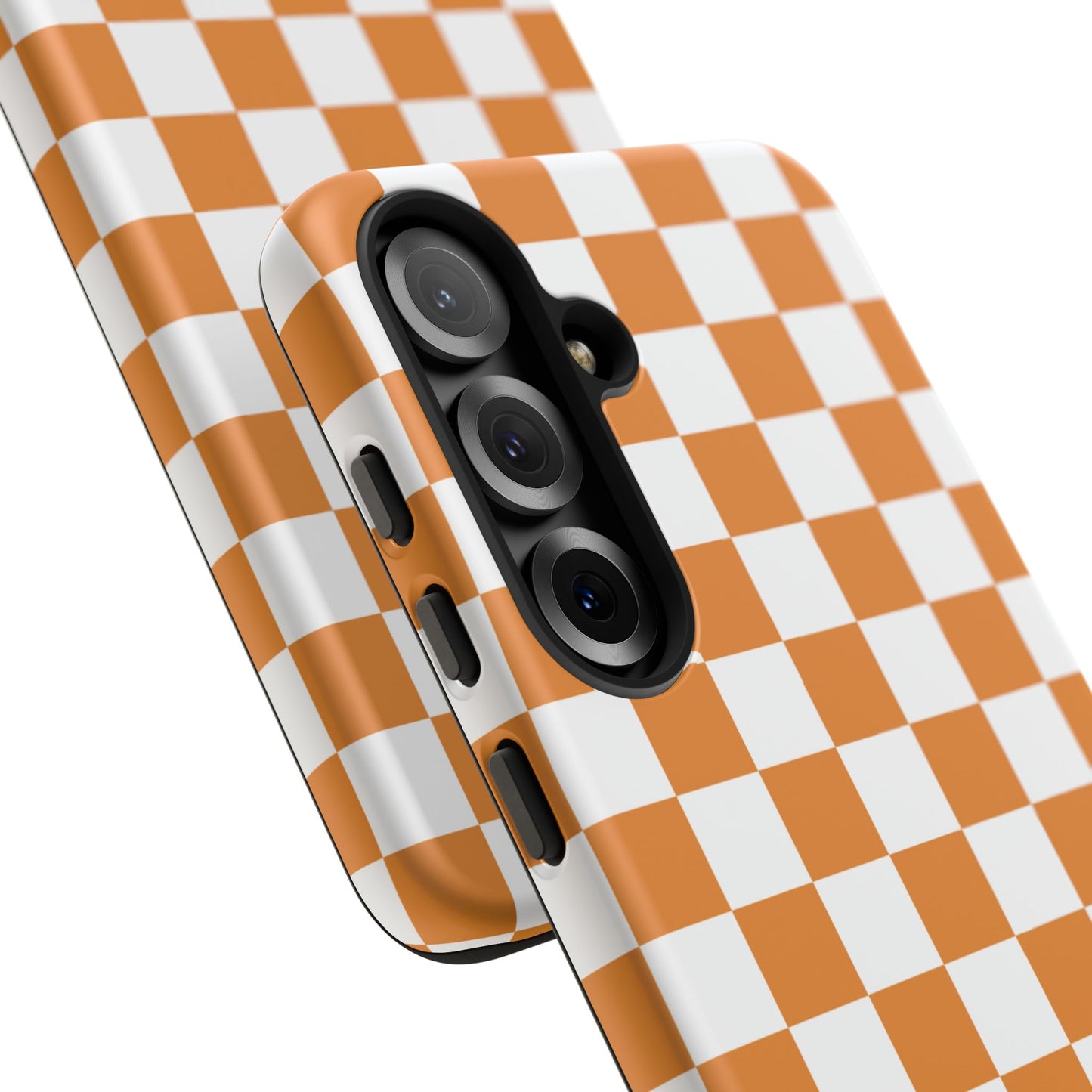Orange Checkerboard Phone Case, Stylish Tough Cases for Protection, Gift for Friends, Trendy Cell Phone Accessories, Statement Tech Gear