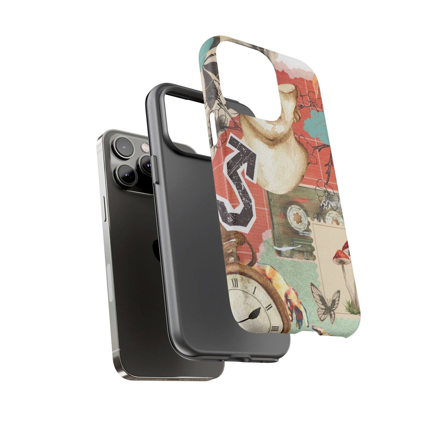 Artistic iPhone Case, Tough Cases with Vintage Design, Unique Phone Cover, Gift for Art Lovers, Protective Case for All Occasions, Vintage Collage Art
