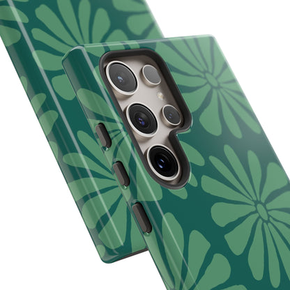 Stylish iPhone Case, Floral Phone Cover, Tough Phone Cases, Green Daisy Design, Unique Gift for Her, Spring Accessories
