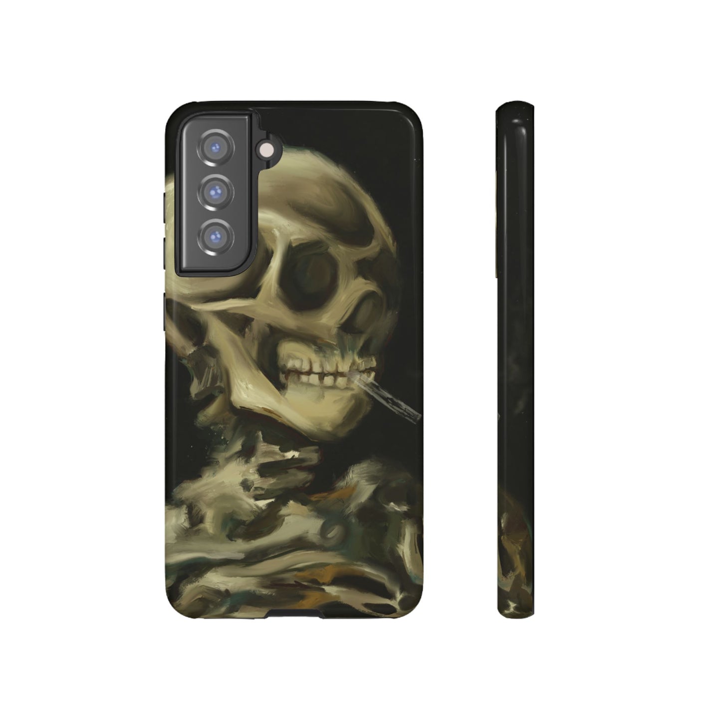 Skull Phone Case - Tough Cases, Macabre Style, Unique Accessories, Perfect for Halloween, Gothic Decor, Edgy Gift Idea | Van Gogh Reimagined, Abstract Twist on  Van Gogh's Skeleton with Burning Cigarette