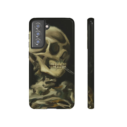 Skull Phone Case - Tough Cases, Macabre Style, Unique Accessories, Perfect for Halloween, Gothic Decor, Edgy Gift Idea | Van Gogh Reimagined, Abstract Twist on  Van Gogh's Skeleton with Burning Cigarette