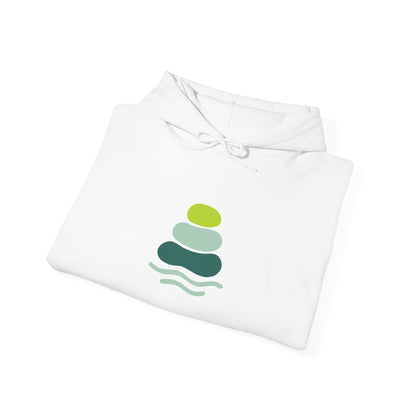 Serene Stacked Stones Hoodie, Unisex Sweatshirt for Mindfulness, Cozy Layer for Relaxation, Gift for Yoga Lovers, Perfect for Meditation