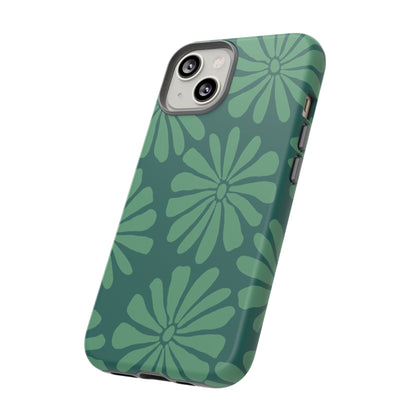 Stylish iPhone Case, Floral Phone Cover, Tough Phone Cases, Green Daisy Design, Unique Gift for Her, Spring Accessories