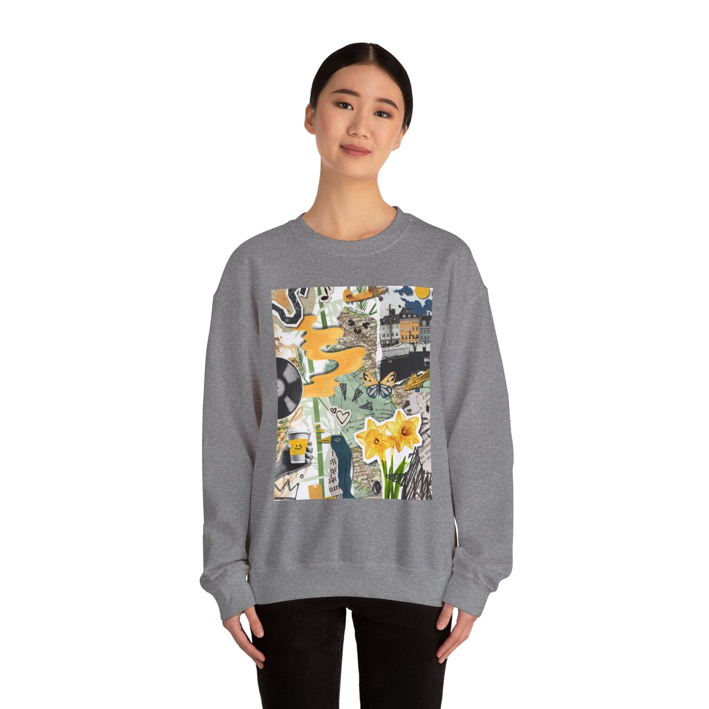 Vibrant Art Sweatshirt for Creatives, Cozy Fall Layering, Gift for Artists, Unique Graphic Pullovers, Casual Everyday Wear, Abstract, Vintage, Collage, Crewneck, Cool Hoodies
