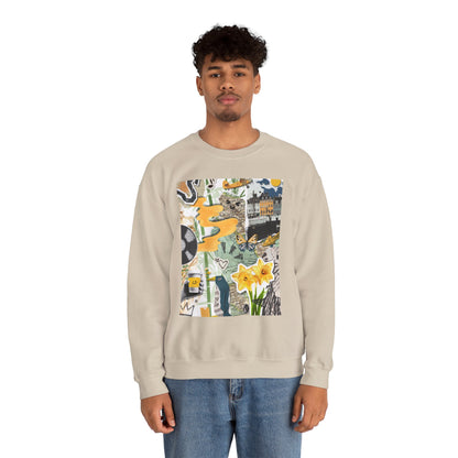 Vibrant Art Sweatshirt for Creatives, Cozy Fall Layering, Gift for Artists, Unique Graphic Pullovers, Casual Everyday Wear, Abstract, Vintage, Collage, Crewneck, Cool Hoodies