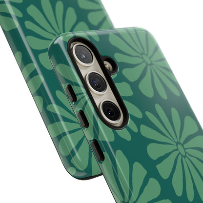 Stylish iPhone Case, Floral Phone Cover, Tough Phone Cases, Green Daisy Design, Unique Gift for Her, Spring Accessories