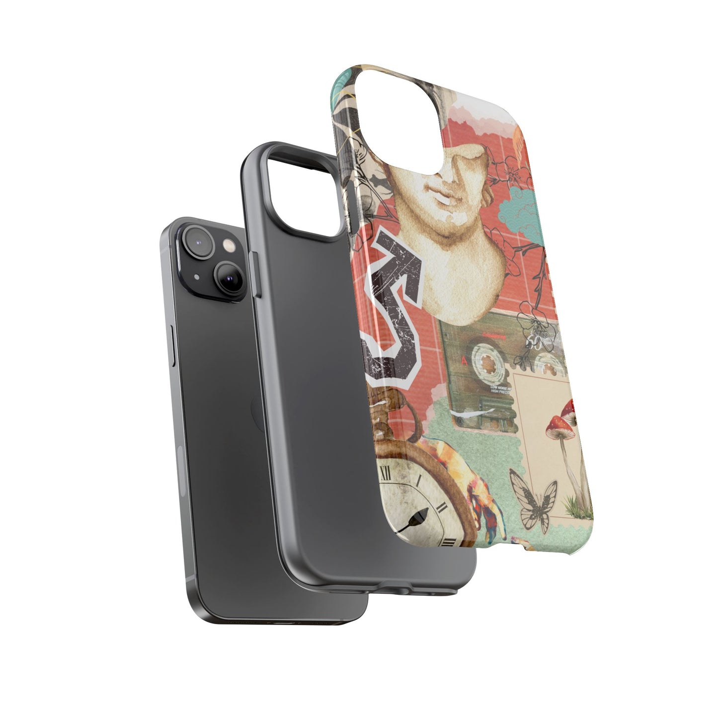 Artistic iPhone Case, Tough Cases with Vintage Design, Unique Phone Cover, Gift for Art Lovers, Protective Case for All Occasions, Vintage Collage Art