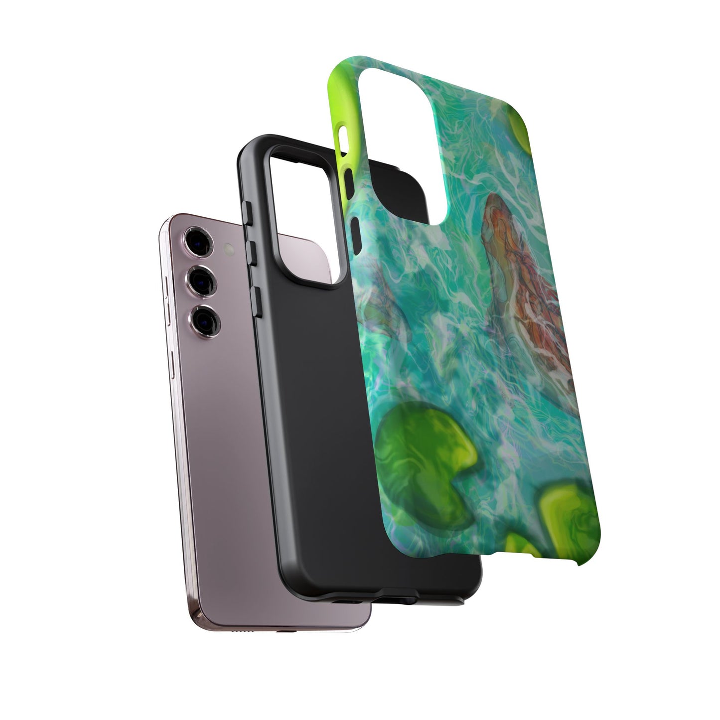 Watercolor Phone Case, Nature Lover Gift, Tough Phone Cover, Phone Accessory, Unique Design for Spring/Summer, Lily Pad, Fish Pond