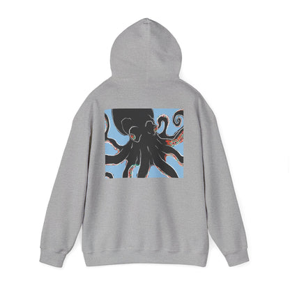 Zen Frog Octopus Unisex Heavy Blend Hooded Sweatshirt, Cozy Graphic Hoodie, Gift for Ocean Lovers, Unique Casual Wear, Relaxed Style