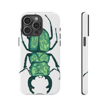 Green Beetle Phone Case - Tough Cases, Insect Lover Gift, Nature Lover Accessory, Unique Phone Cover, Eco-Friendly Design