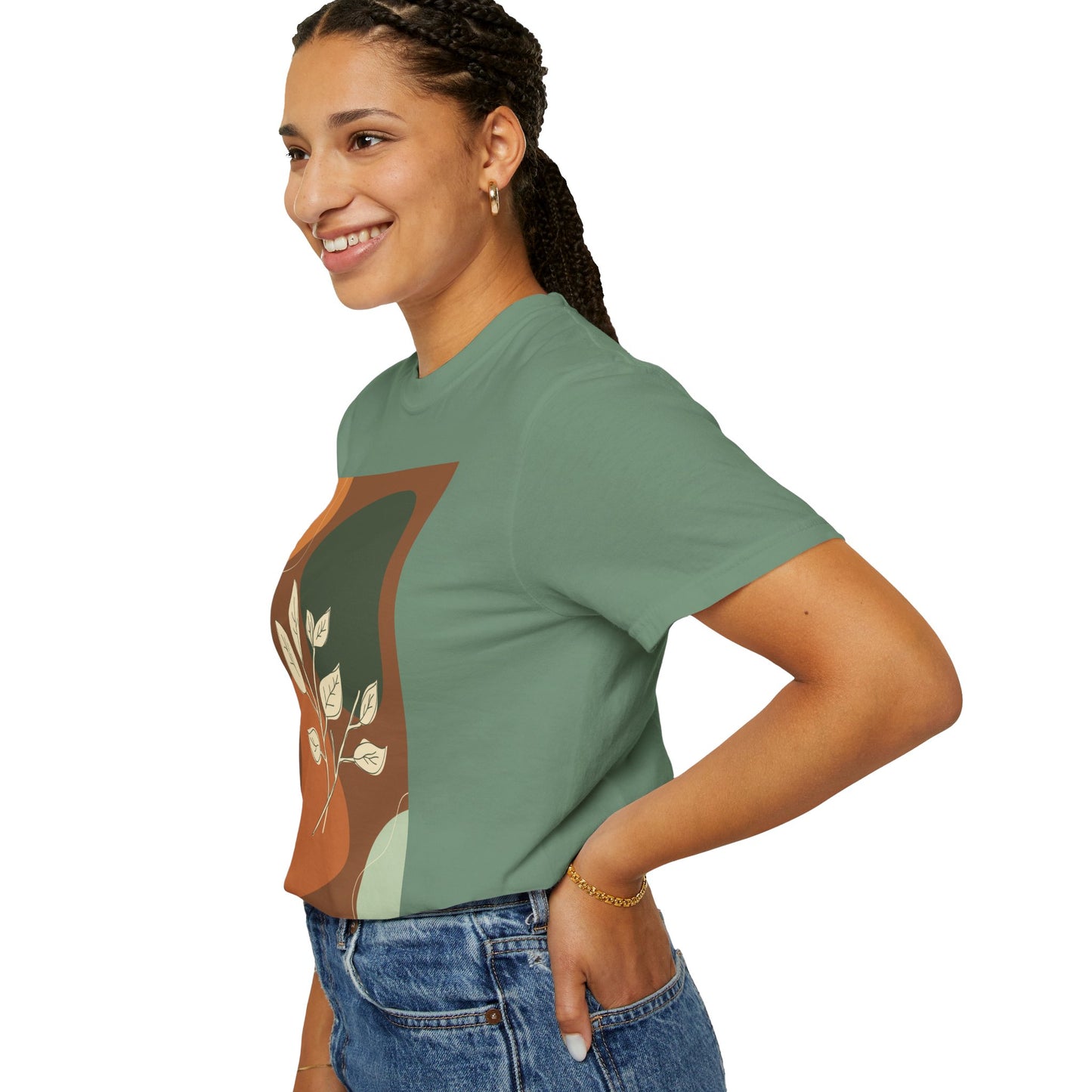 Boho Leafy T-Shirt, Unisex Short Sleeve Tee, Casual Wear, Earthy Aesthetic, Gifts for Nature Lovers, Comfortable Everyday Style