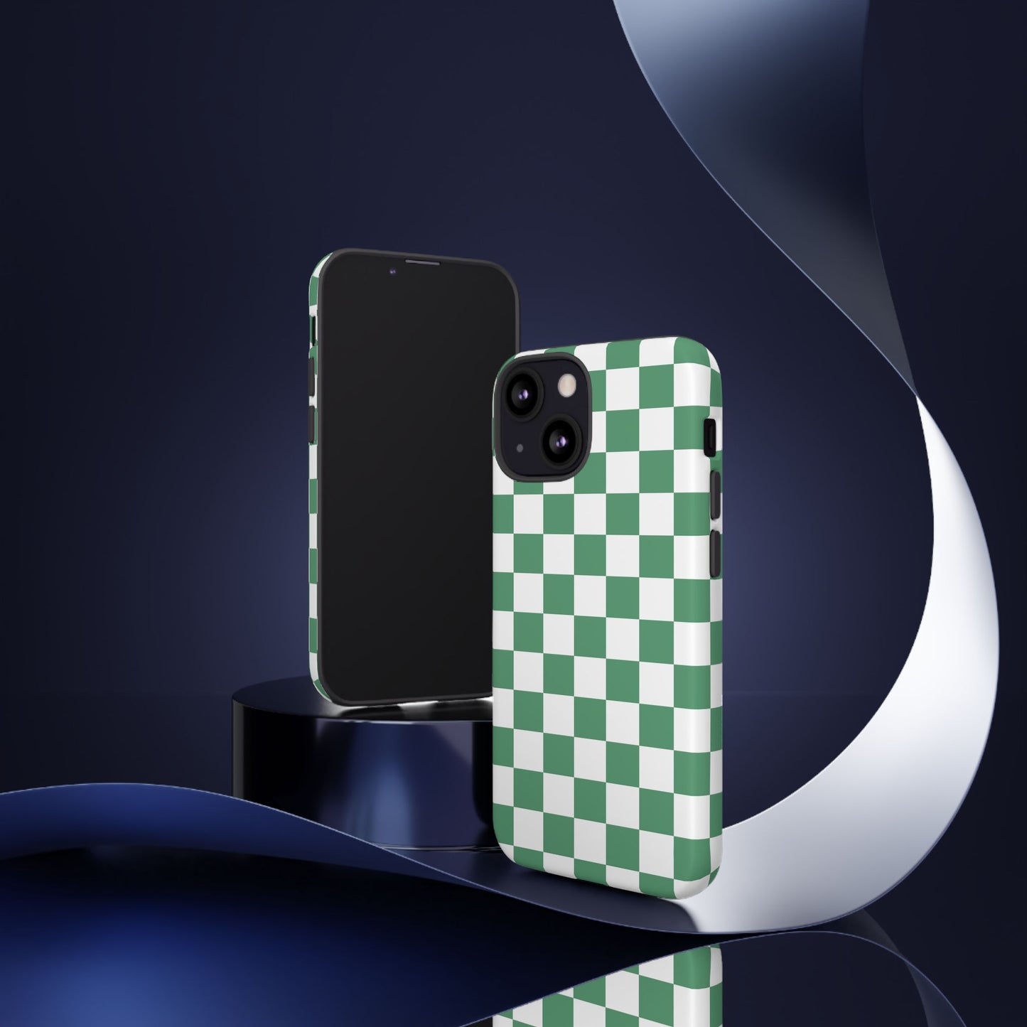 Stylish Phone Case - Green Checker Print, Trendy Phone Cover, Unique Gift, Modern Accessories, Eco-Friendly Case