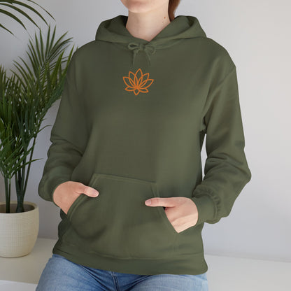 Serene Adventure Hoodie with Lotus Design, Eco-Friendly Sweatshirt for Outdoors, Yoga, Surfing, Beach Days, Mindfulness, Gift for Her, Gift for Him, Kayak Sweatshirt, Outdoor Designs